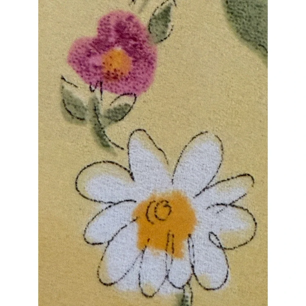 Vintage new Yellow Silk‎ Flowers Fabric sheer 35